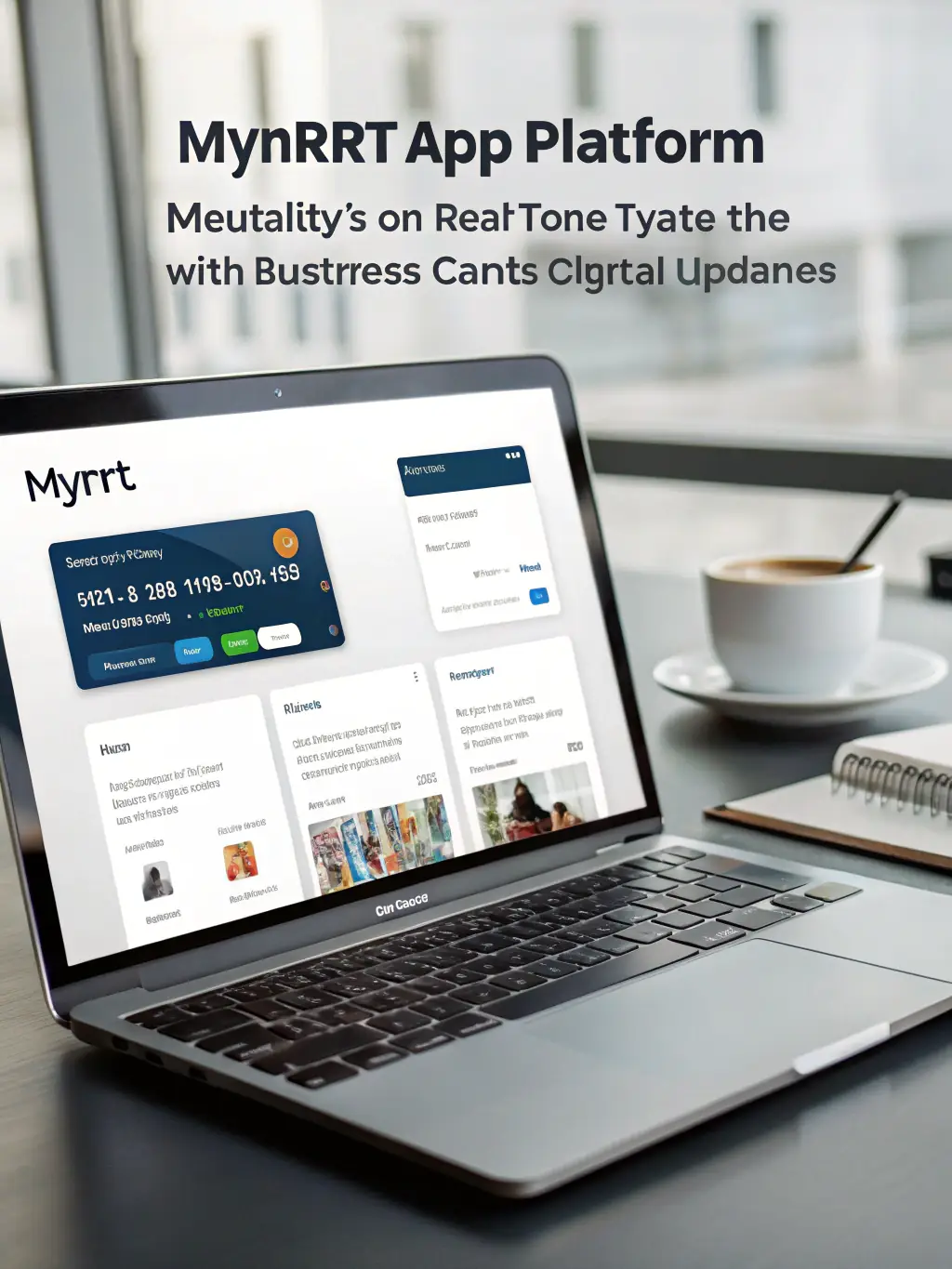 A user interface screenshot of the Mynrt.app platform, highlighting the real-time update feature for digital business cards.